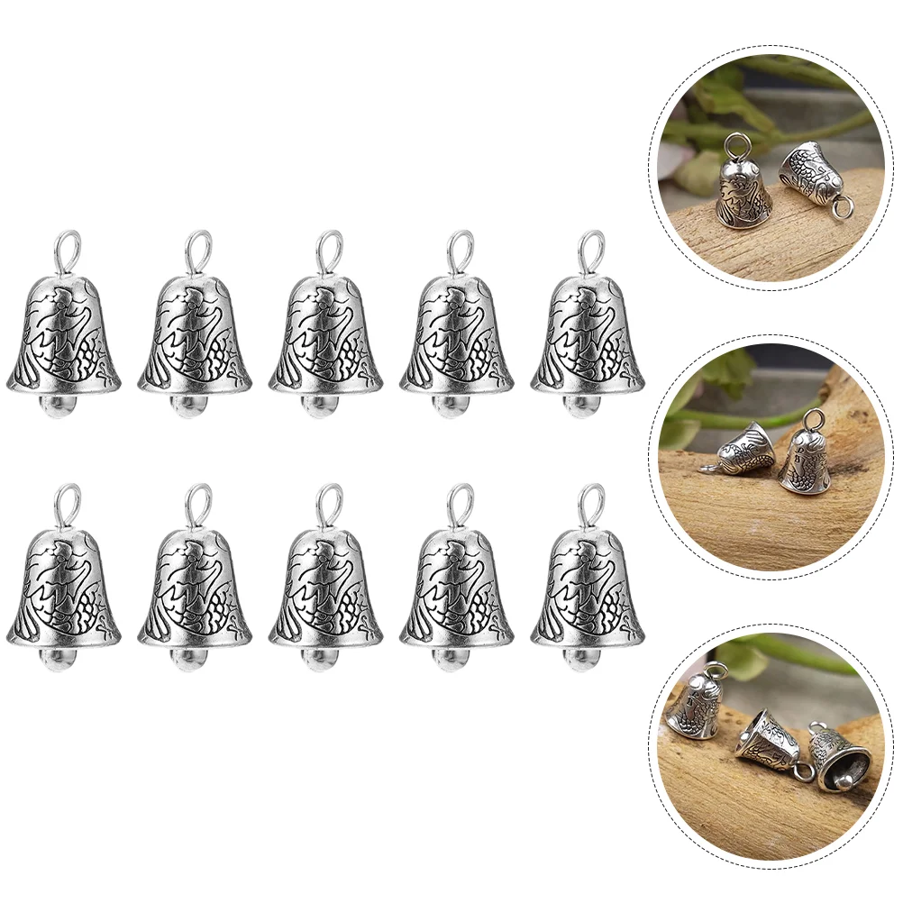 10 Pcs Mini Bell Pendant Alloy Craft Charms Small Hanging Bells Wind Chime Diy Jewelry Accessories Keychain Bag