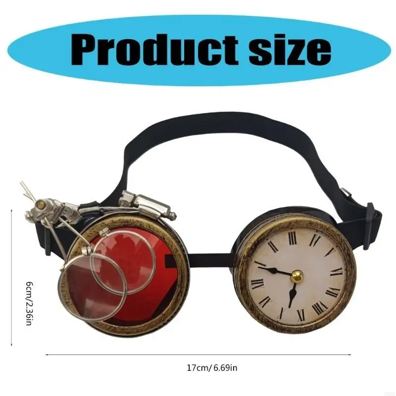 

39XE Victorian Goggles Steampunk Goggles Gothic Steampunk Glasses with Clock