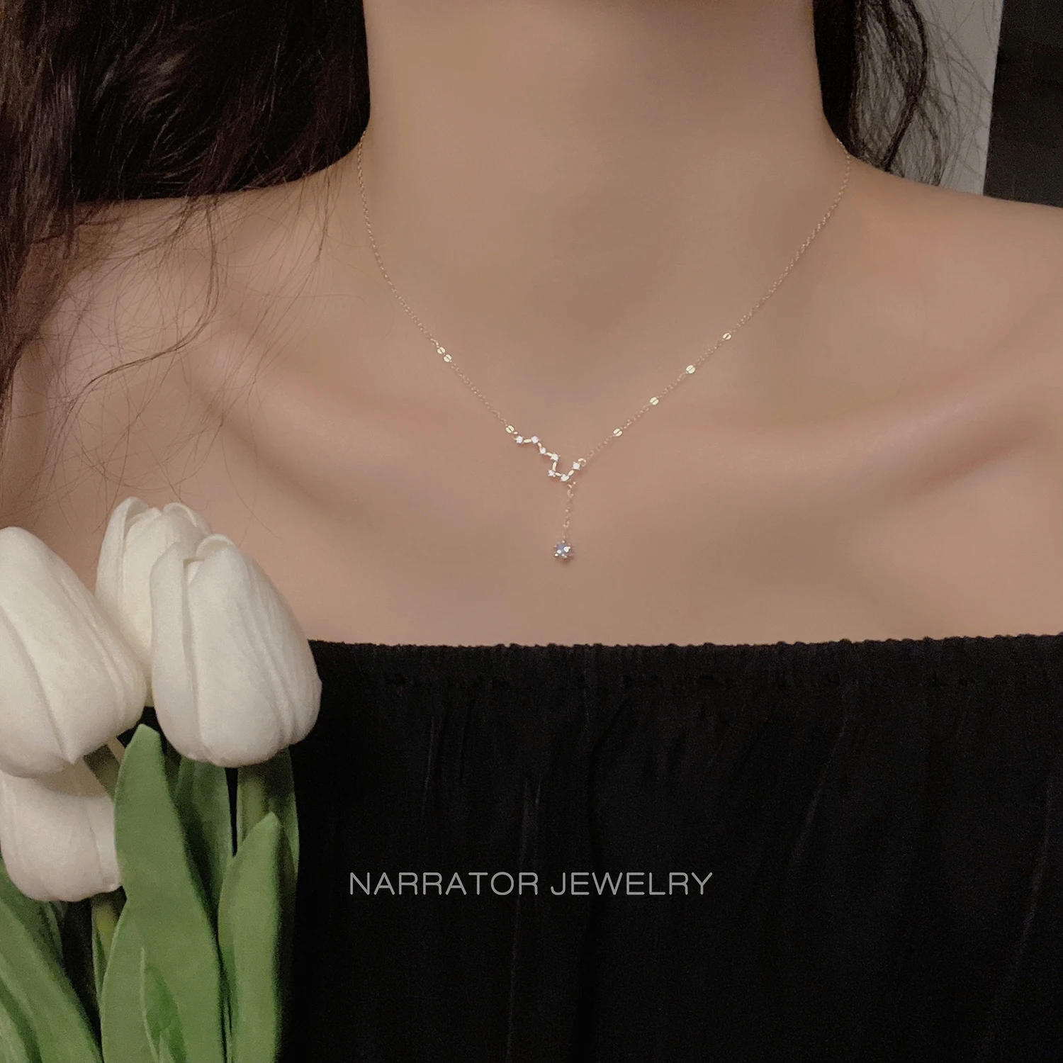 Big Dipper Seven Star Necklace Women's 925 Sterling Silver Light Luxury Niche Design Advanced Sense Clavicle Chain Autumn