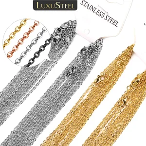 LUXUSTEEL 10 Buah/Banyak Rantai Baja Tahan Karat 2mm / 1mm O Bentuk Rolo Tautan Kuba Kalung Panjang untuk Wanita Liontin Perhiasan DIY Grosir 12 lot massal penjualan terbaik - №