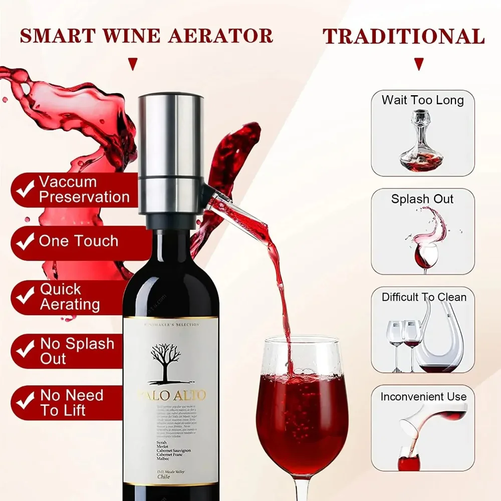 Intelligent Electric Wine Aerator and Dispenser Automatic Wine Dispenser Bar Tools TYPE-C Rechargerable