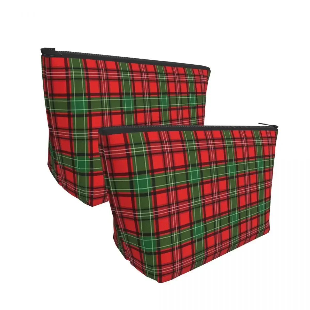 Christmas Plaid Red And Green Tartan Pretty Skirt Or Dress Makeup Bag Travel Toiletry Storage Pouch Organizer Dopp Kit Box