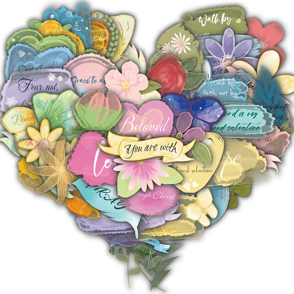 

50 шт., библейская акварельная наклейка для смешивания, пейзаж, эстетика Y2K, модный ноутбук, кофейная художественная картина, наклейка для скейтборда, картины ﻿