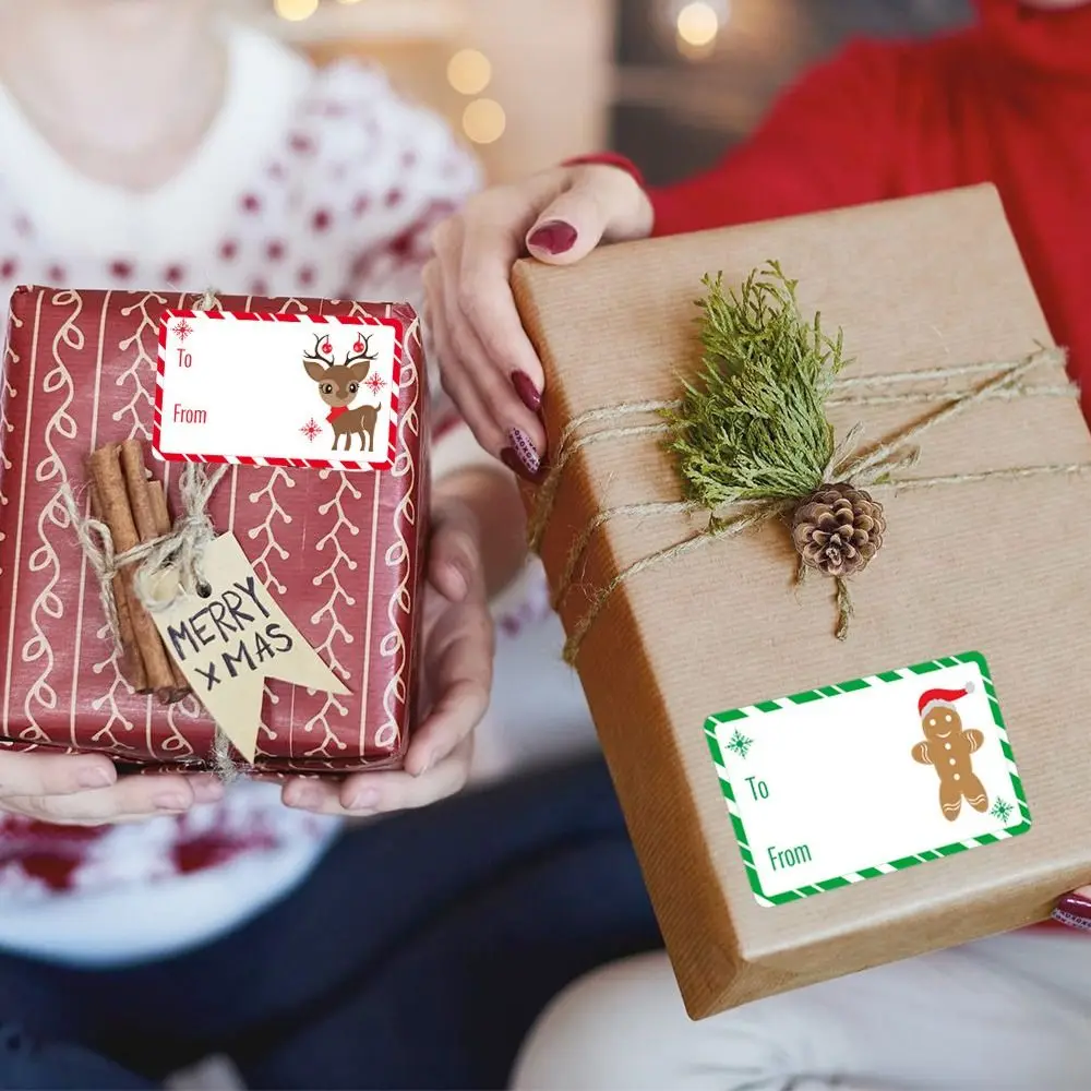 250 Pcs Self Adhesive Christmas Tags Stickers Santa Claus Snowman colorful Christmas Name Labels Stickers Cute Cartoon