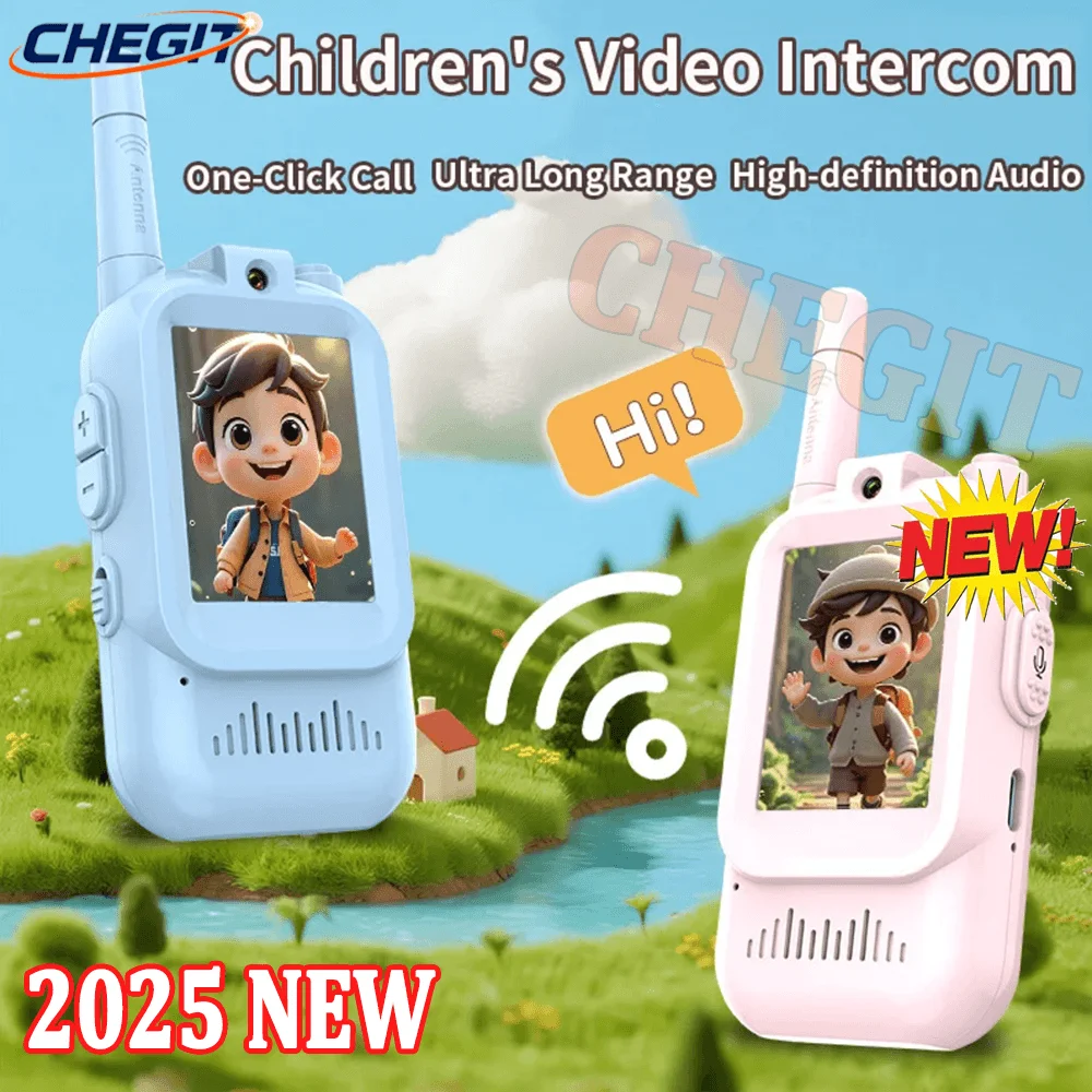 

Walkie Talkie Children's Video Intercom 2-inch HD Screen Rechargeable Voice Fonts One-Click Call Cartoon Intercom Gift For Kids