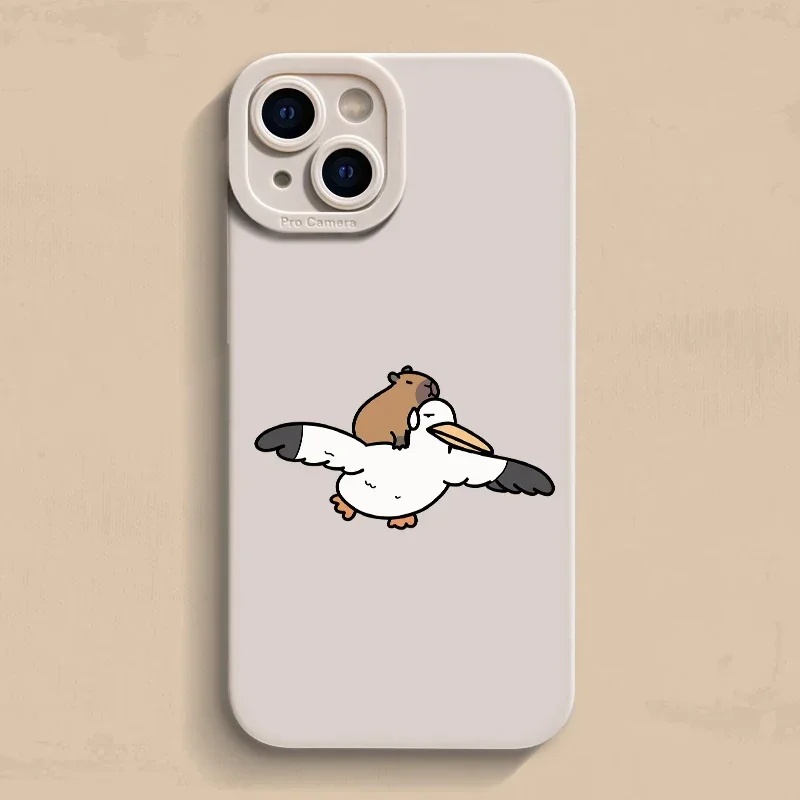 مضحك الكرتون كابيبارا قضية الهاتف آيفون 17 16 15 14 13 12 11 برو ماكس 15 زائد لطيف لينة سيليكون الغطاء الخلفي