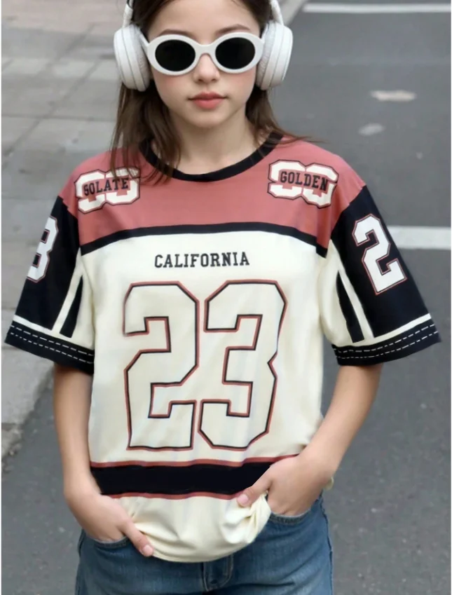

Girl Women 3D California NO.23 Graphic T-Shirt Short Sleeve Crew Neck Summer Outdoor Activities Fitness Men's T-shirt Tops