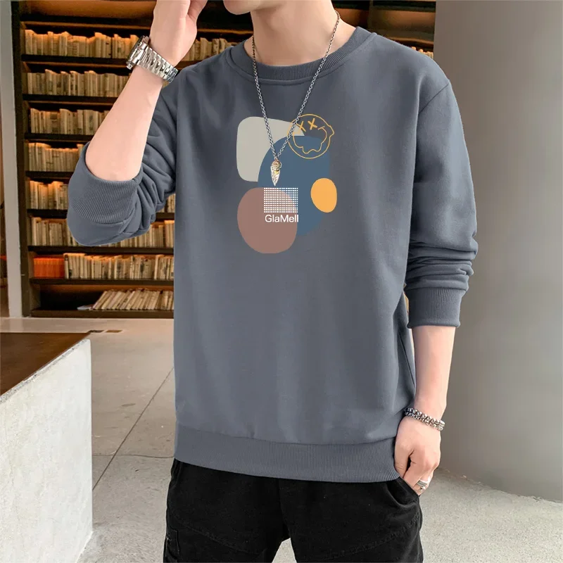 

New Autumn and Spring Long sleeved T-shirt for Men's Sweater Underlay Shirt for Men's Round Neck Pullover Sweater for Men