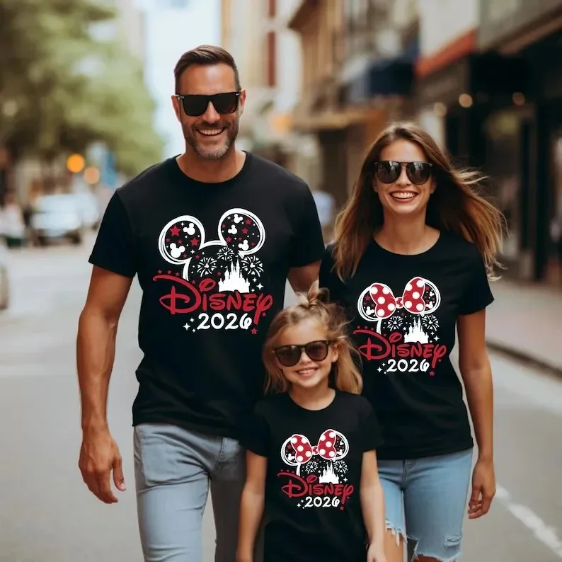 2026 Disney Mickey Mouse Family T-Shirts Casual Short-Sleeve Matching Sets Suitable for Disney Trips and Everyday Wear