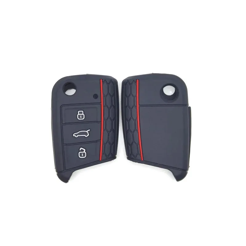 Car Key Case Cover Silicone For VW Polo Golf 7 MK7 MK 7 For Skoda Octavia Kodiaq Karoq For SEAT Ateca Leon 2016-2018 3 Buttons