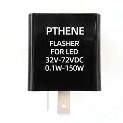 Pthene Flasher Relay For LED 32V 48V 52V 60V 72V 2 Pin Frequency Relay Turn Signal Indicator Moto Motorcycle Flasher Accessories