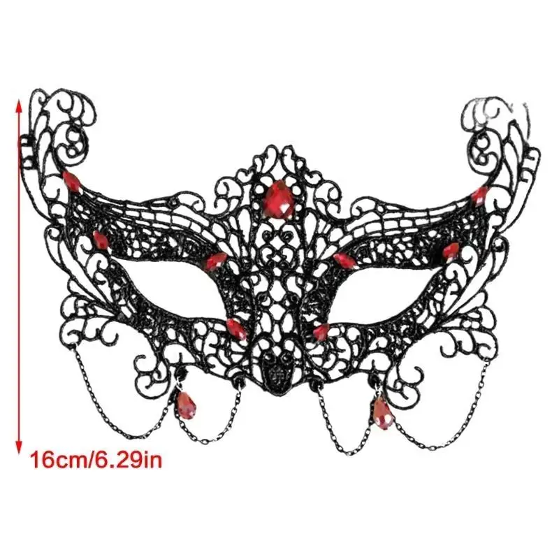Demi-masque pour les yeux en dentelle 39BB, avec chaîne, pour femmes, Cosplay, bals promo, masque pour les yeux en dentelle