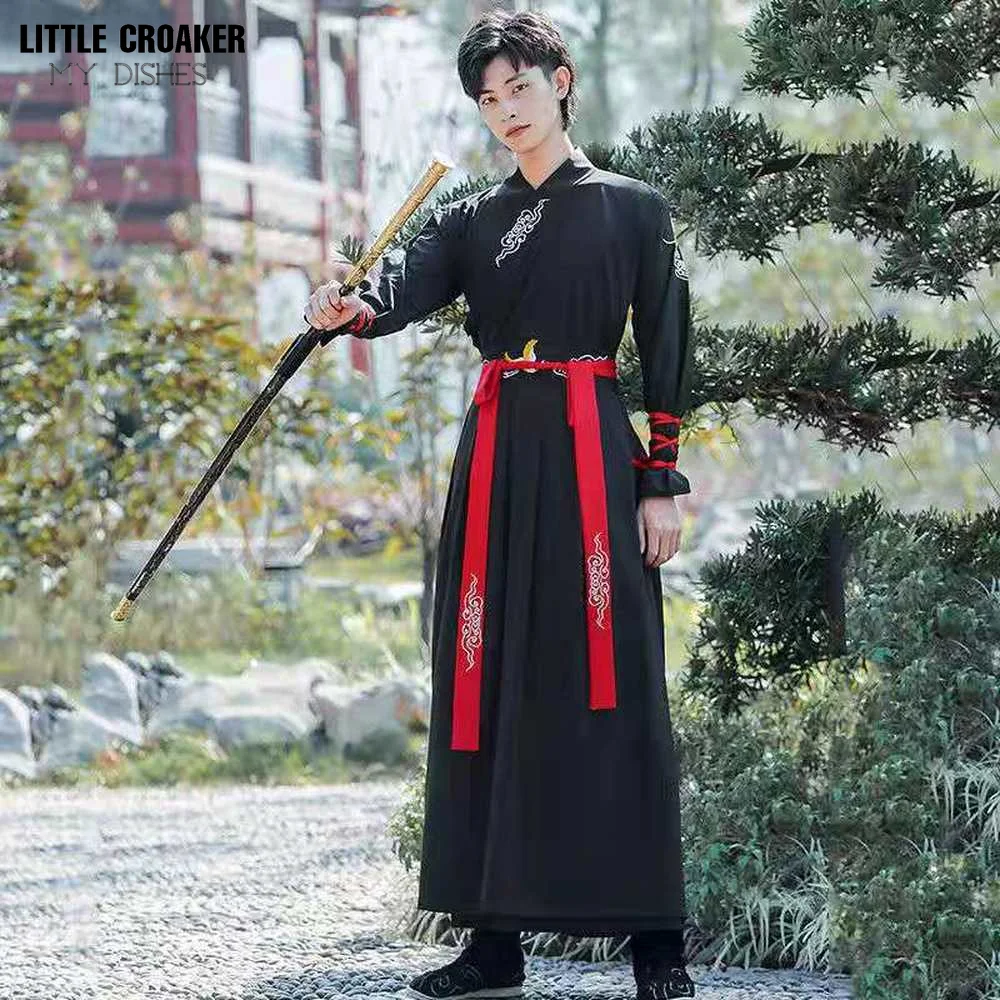 Hanfu Men&Women Chinese Traditional Embroidery Black Hanfu Adult Couples Halloween Cosplay Costume Fancy Dress Plus Size 4XL