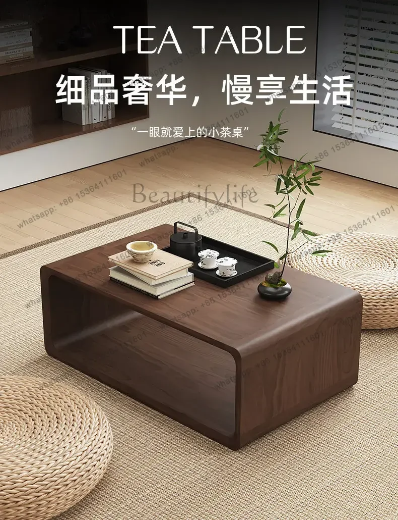 YJ Minimalist Mesas De Centro Para Sala Coffee Table New Chinese Pure Solid Wood Coffee Table Japanese Tatami Simple Low Tables
