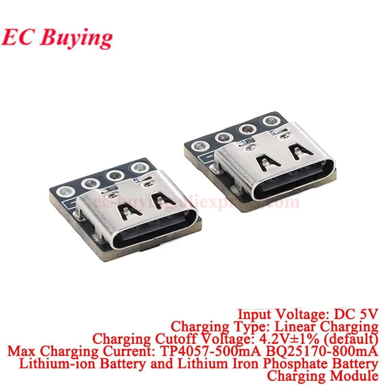 1Pc-20Pcs DC 5V Mini 4.2V Type-C 18650 Lithium Battery Charger Board TP4057 500mA BQ25170 800mA Charging Module Iron Phosphate