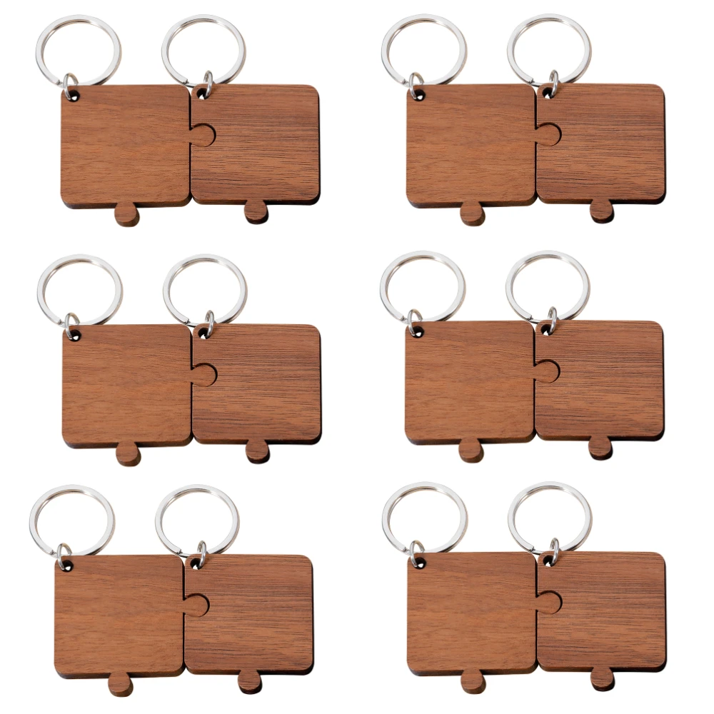 10 pairs Wooden Puzzle Keychain Blank DIY Keychains Valentines Day Gift for Girlfriend Keyring Handmade Custom Wooden Keychain