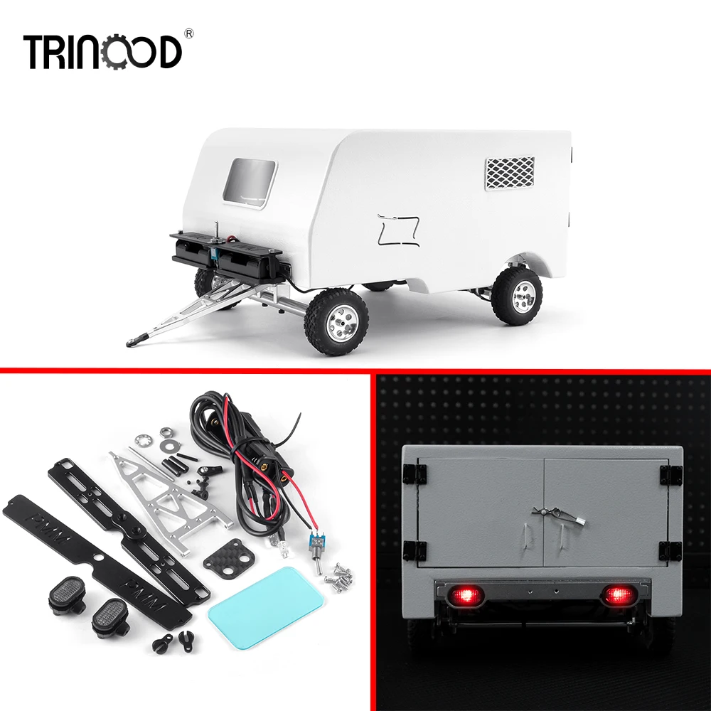 

TRINOOD Motorhome RV Trailer Model Trailer with box Metal Trailer Kit For 1/10 1/18 RC Crawler