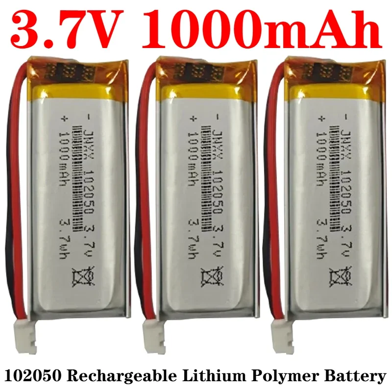

102050 3.7V 1000mAh Rechargeable Lithium Polymer Batteries for TWS Bluetooth Headset Keyboard Speaker Recorder Tattoo Machine