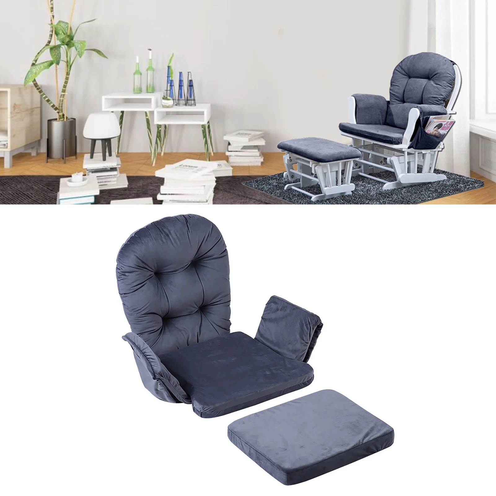 

Chair Cushion Chair Pad Soft Velvet Cotton Chair Cushion Stool Pad Set Warm Cover for Home Gray Color Chair Pad Cushion