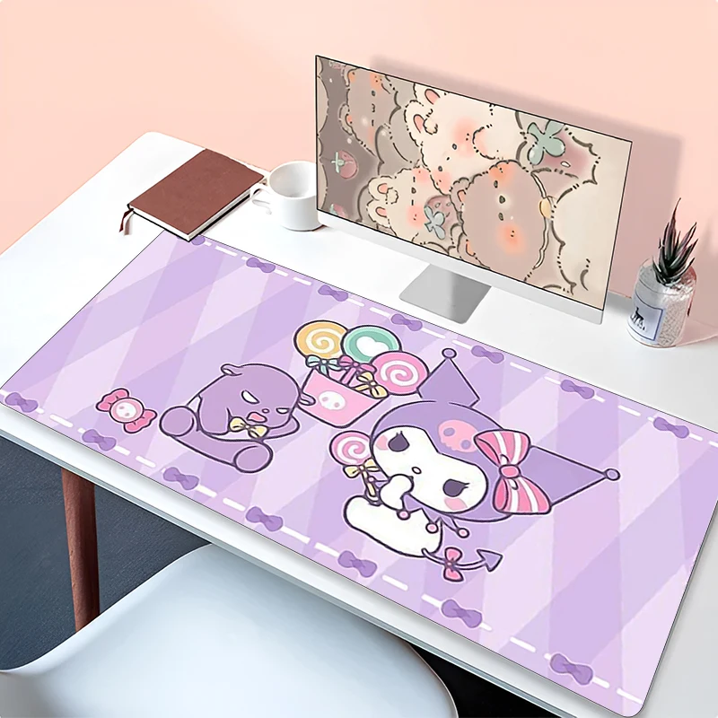 

Mouse pad K-kuromi Computer Laptop Anime Keyboard 900x400 Mouse Mat Large Kawaii Mousepad Keyboards Gamers Decoracion Desk Mat