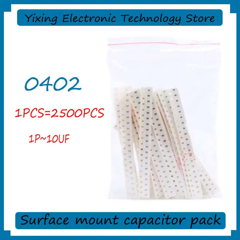 

50/2500PCS Surface Mount Capacitor Pack 0402 1PF 1.5PF 3PF 4.7PF 5PF 5.6PF 6.8PF 8.2PF 10PF 12PF 18PF 20PF 22PF 27PF 30PF 33PF 47PF