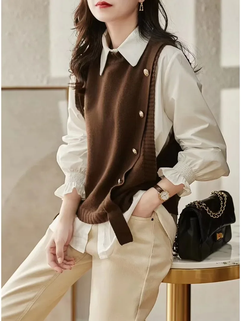 

Knitted Sweater Vest For Women 2024 New Autumn/Winter Sleeveless Pullover Sweater Vest Loose Casual Knitted Top Fashion Woman