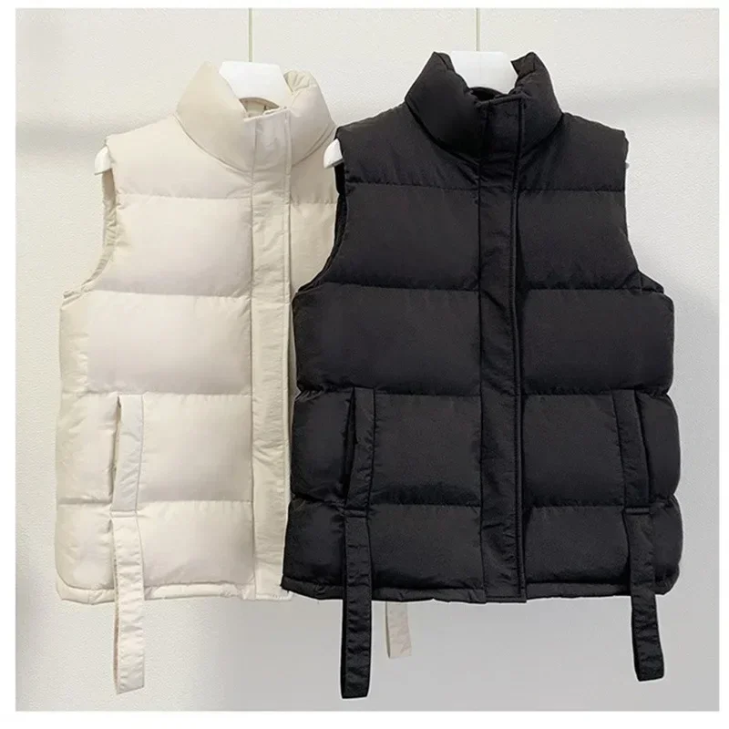 

Solid Color Cropped Vest Women New Winter Thicken Down Cotton Chaquetas Korean Oversized 5xl Sleeveless Warm Snow Wear Jackets