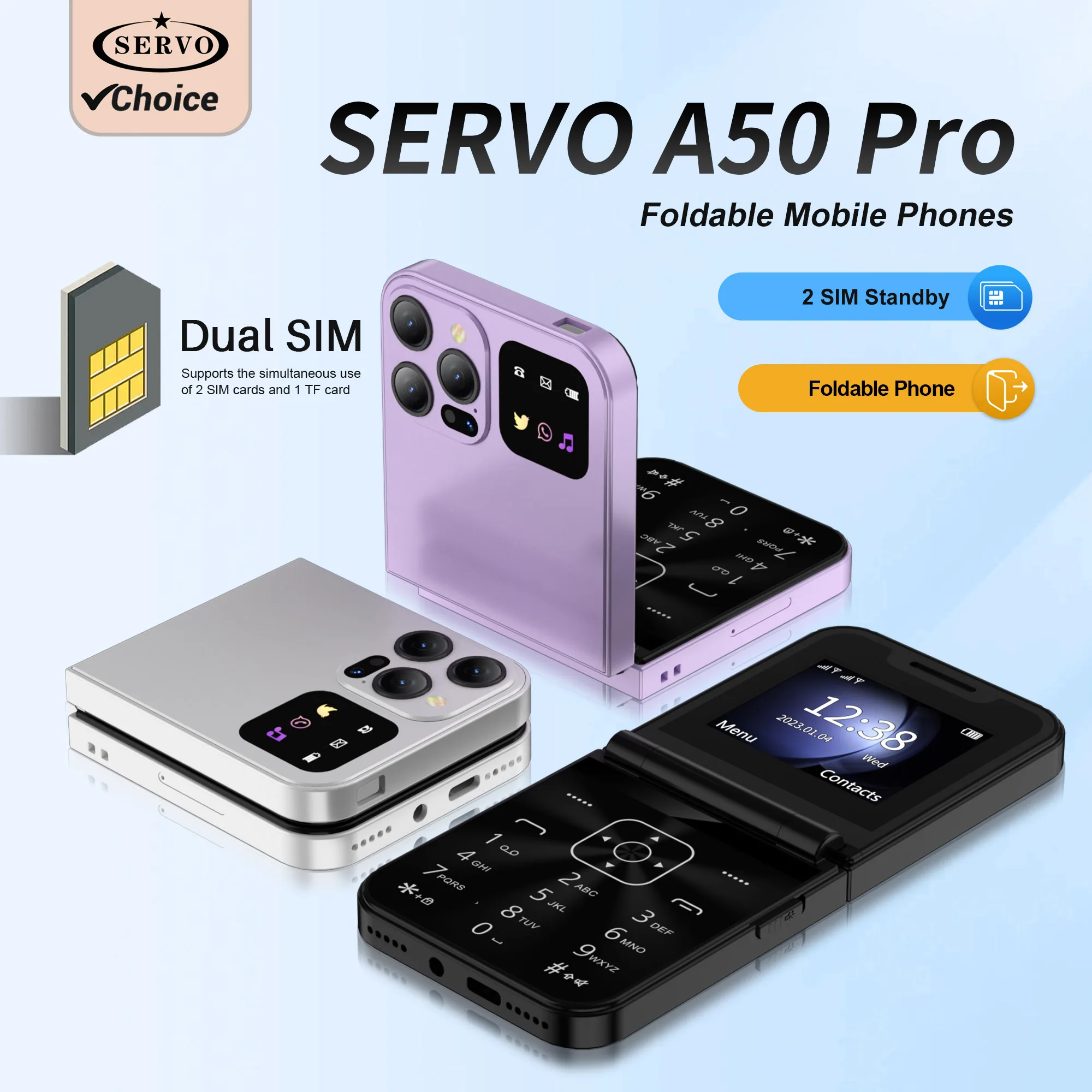 SERVO A50 PRO Flip Mobile Phone 2.4