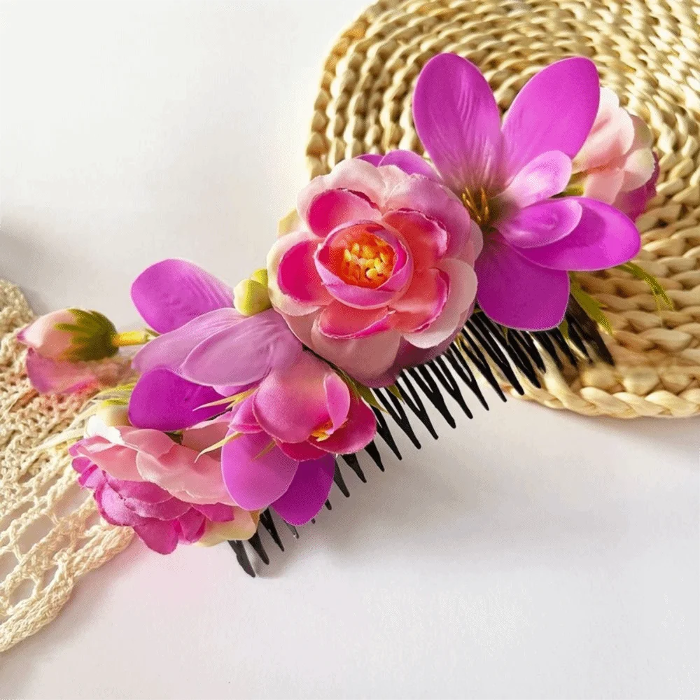 

Vintage Sweet Flower Hair Comb Bohemian Ethnic Style Thailand Flower Hairpin Fixed Combs Hair Clip Thai Hair Accessories Girls