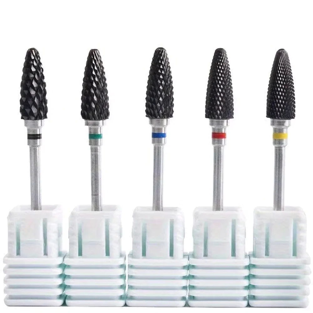 3/32 Safe Professional Black Ceramic Nail Drill Bits Nail Cleaning Polishing Head for Manicure Gel Polish Removal