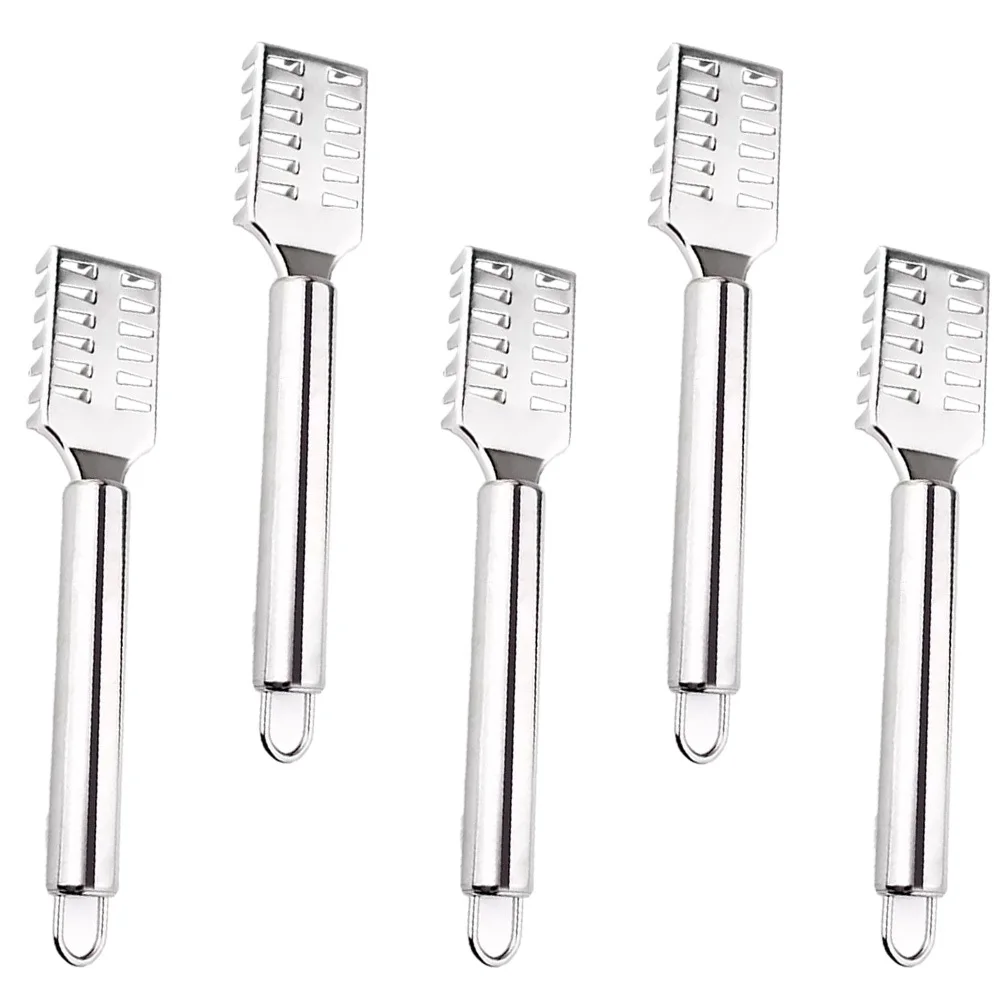 

5pcs Fish Scaler Stainless Steel Kitchen Gadget Home Use Remover Non-Slip Handle Portable Wall-Mountable