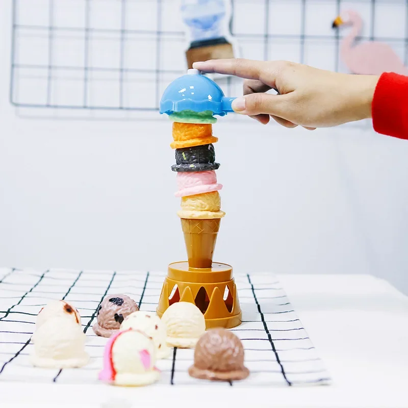 Ice Cream Stacking Balancing Game Set Children Simulation Pretend Play Stack Up Toys Tower Food Educational Toys Christmas Gifts