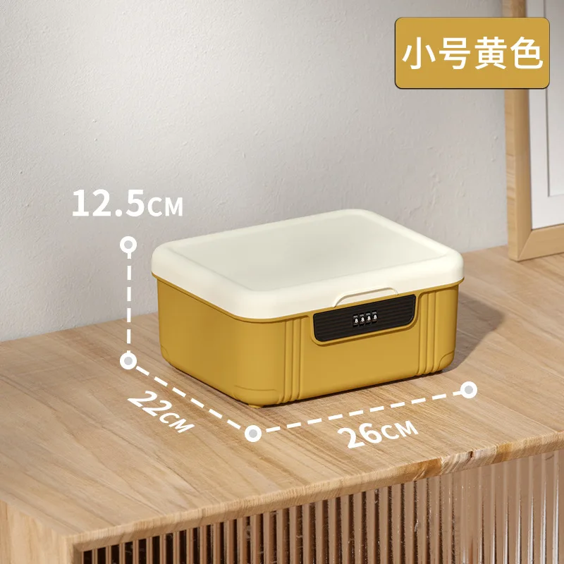 Locked Storage Box Privacy Document Certificate Sorting  Portable Medicine Box Desktop Password Box