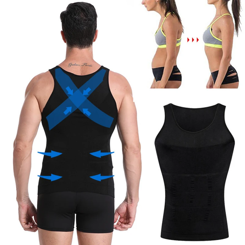 Men\'s Shapewear Slimming Body Corset Vest Shirt Compression Abdomen Tummy Belly Control Slim Waist Cincher Underwear Sports Vest