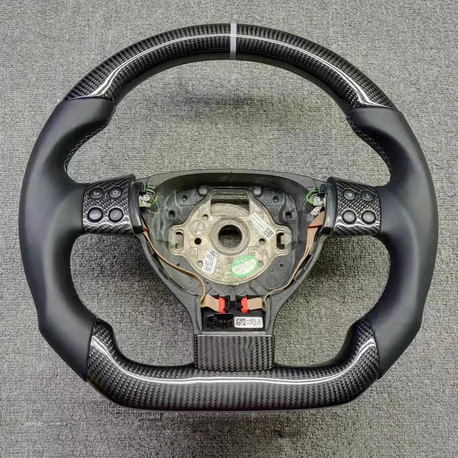 Replacement Real Carbon Fiber Steering Wheel with Leather for VW Volkswagen Golf 5 Mk5 GTI 2003-2009