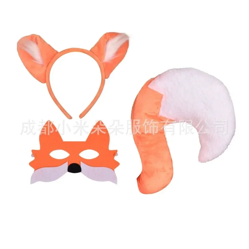 Cute Girls Halloween Fox Cosplay Costumes for Kids Animal Dress Up with Headband Tail Carnival Chrismas Cloth Purim