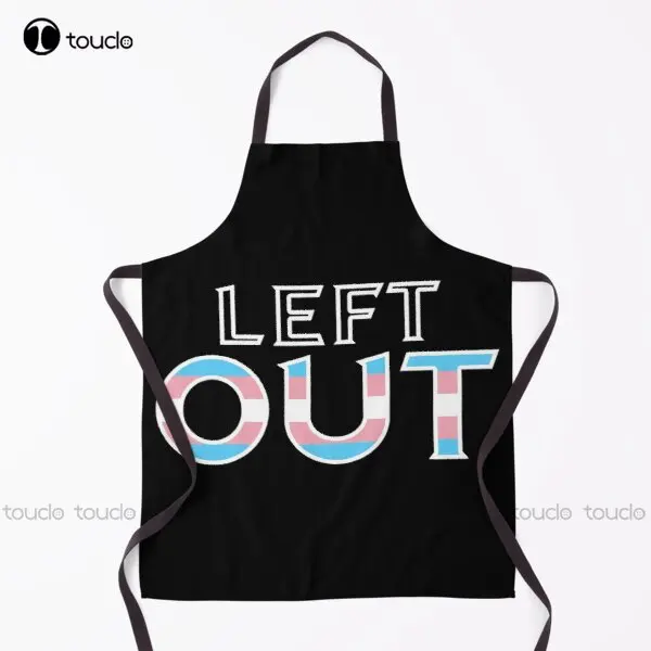 Left Out - Transparent Blocky - White Outline (Transgender Flag) Apronapron For Women Men Unisex Adult Household Cleaning Apron