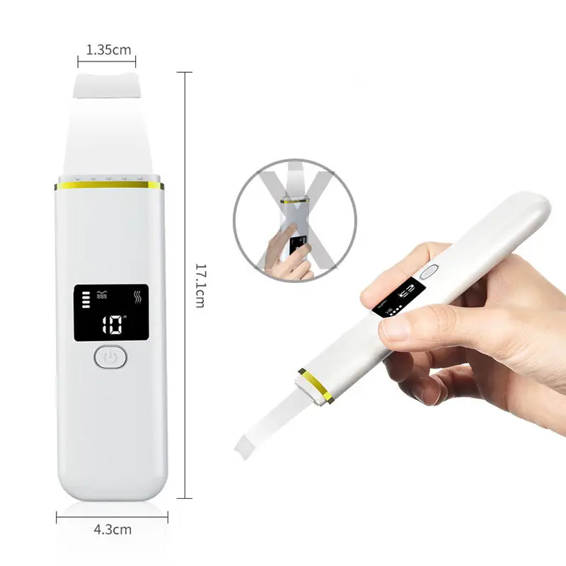 Oplaadbare Ultrasone Facial Peel Cleaner Huid Scrubber EMS Verjonging Therapie Mee-eter Elektrische Gezicht Exfoliërende Schop