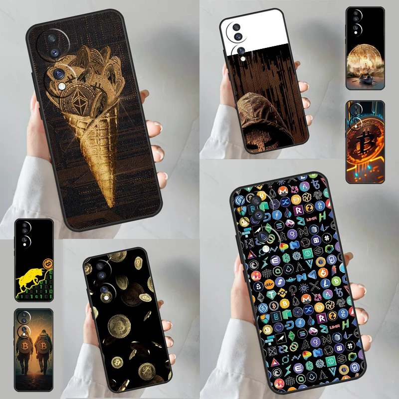 Crypto Currency Bitcoin BTC For Huawei Honor Magic 5 Pro 50 70 X8 X8a X9a P Smart Z Nova 5T P60 P20 P40 P30 Lite Case