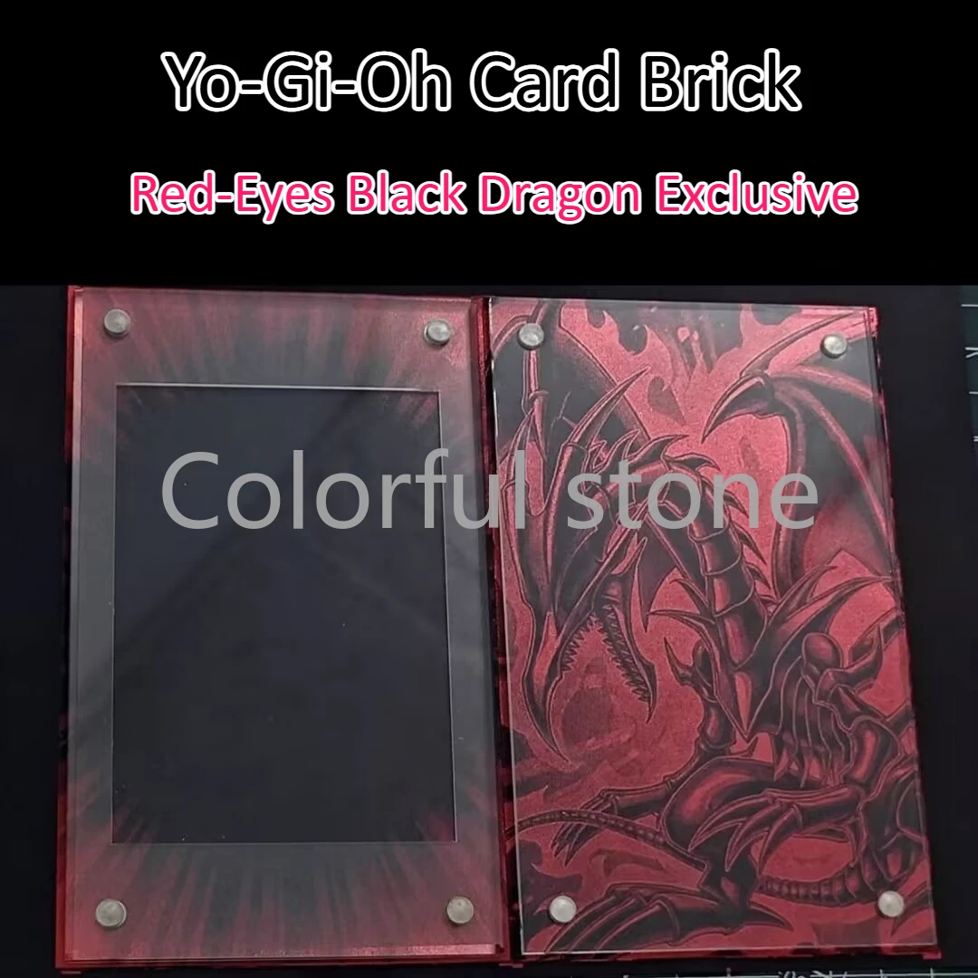 Yu Gi Oh Anime Character Card Brick Red-Eyes Black Dragon Exclusive Collection Acrylic Gold-plated Stand Display Gift No Card