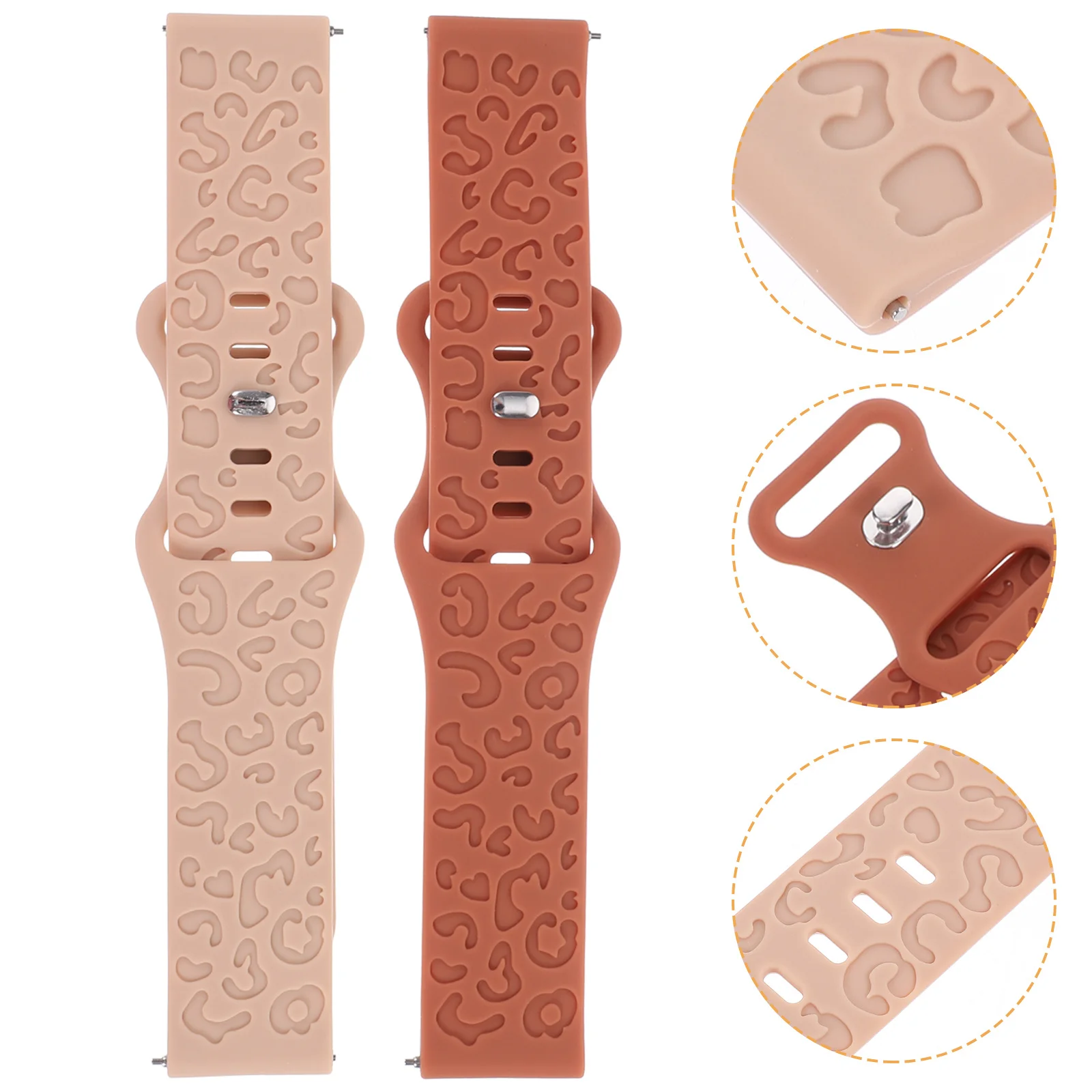 

2pcs Silicone Watch Band Crocodile Pattern Adjustable Replacement Strap For Wristwatch Sports Outdoor Daily Wear Watch