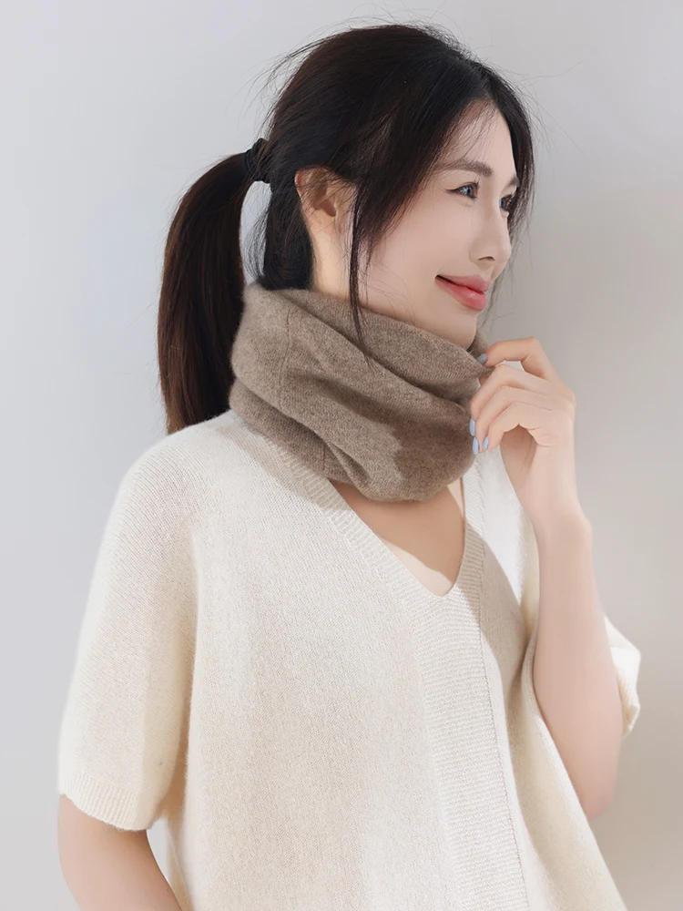 Versatile Hats Neck Cover Dual-Use Women Men Hooded Scarf 100% Cashmere Hats Winter Knit Cap Ski Outdoor Warm Headgear Beanies
