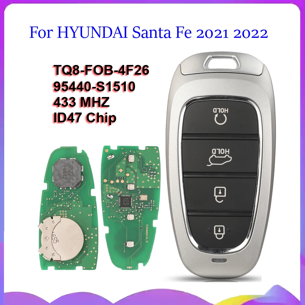 Jingyuqin New 95440-S1510 433MHZ 47 Chip For HYUNDAI Santa Fe 2021 2022 Smart Proximity Keyless Remote Car Key FOB Control