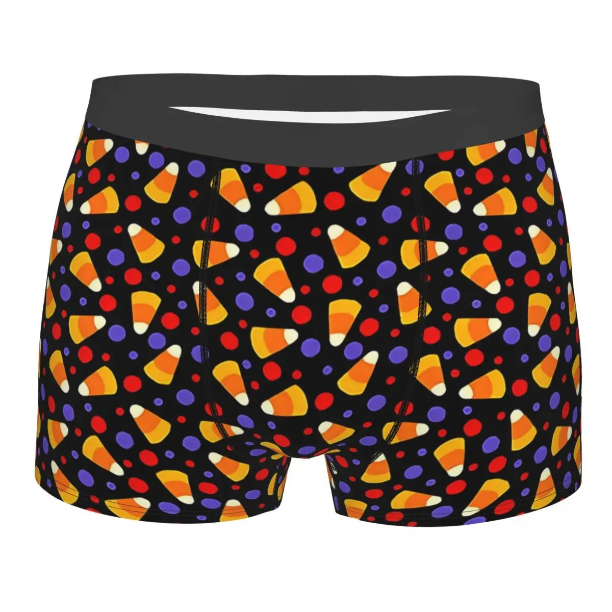 Custom Male Fashion Halloween Candy Corn On Black Witchful Thinking Underwear Boxer Briefs Soft Shorts Panties Underpants