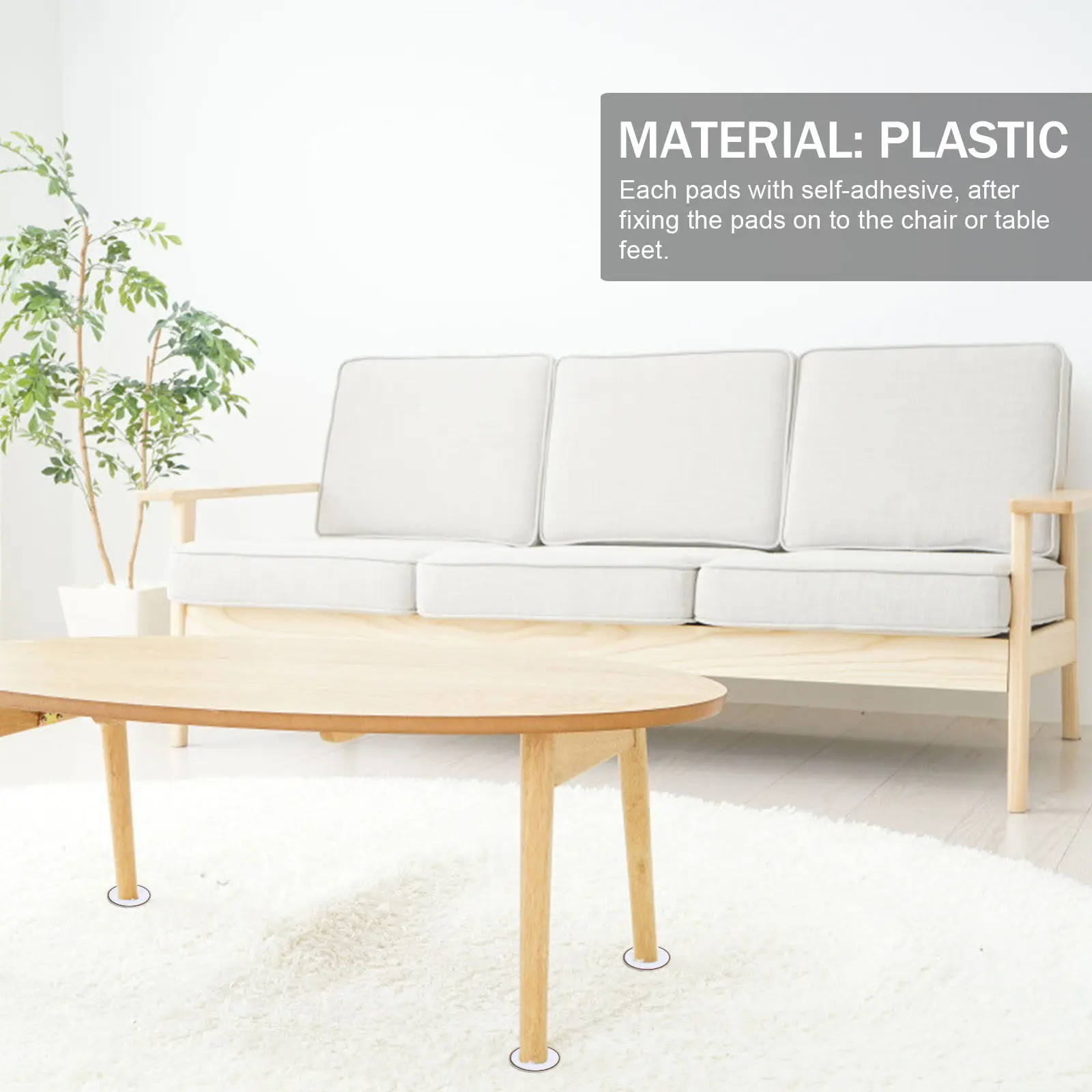 12Pcs Premium Self-Adhesive Furniture Glides Floor Protector Pads for Desk Chair Table Legs Noise-Proof Scratch-Resistant Smooth
