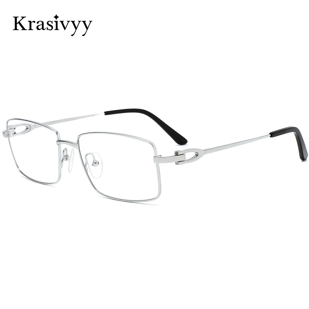 Krasivyy Pure Titanium Glasses Frame Men Square European Oversize Optical Prescription Eyeglasses Male Brand Quality Eyewear