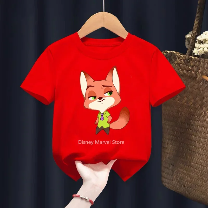 Summer Zootopia Kids T-shirts printing Baby Boys/Girls Cartoon Short Sleeve T shirt Children Tops 2024