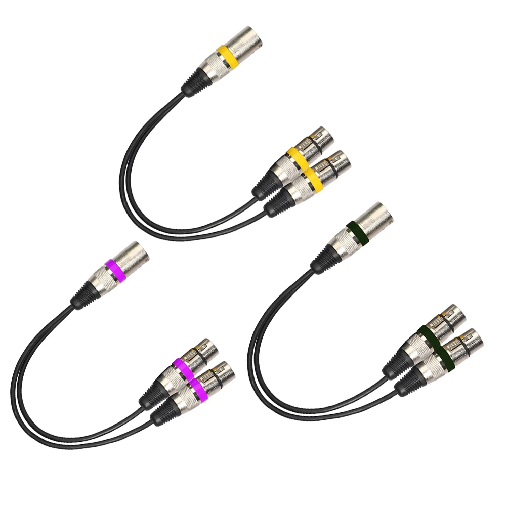 

3 Pcs XLR Male to Dual Female Microphone Y Splitter Adaptor Patch Cable Audio Extension Balanced Metal Connectors Thick Wires