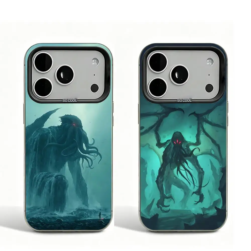 

Cool Cthulhu Black Matte Phone Case For iPhone 12 11 14 13 17 16 15 Pro Max Large Lens Frame Cover