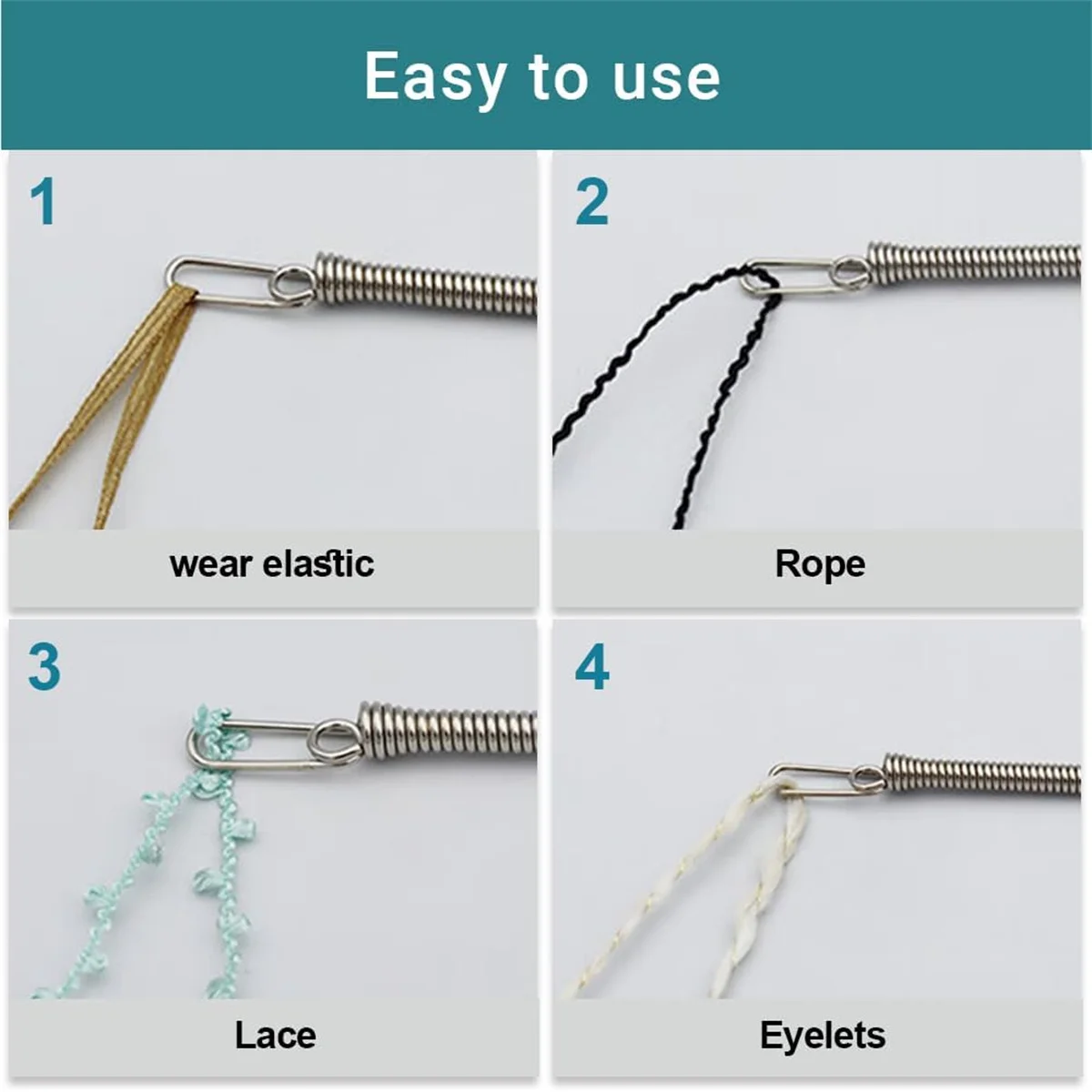Spring Drawstring Needle Threader, New DIY Rope Threader Clip,Drawstrings Replacement with Easy Threaders,Drawstring Threader